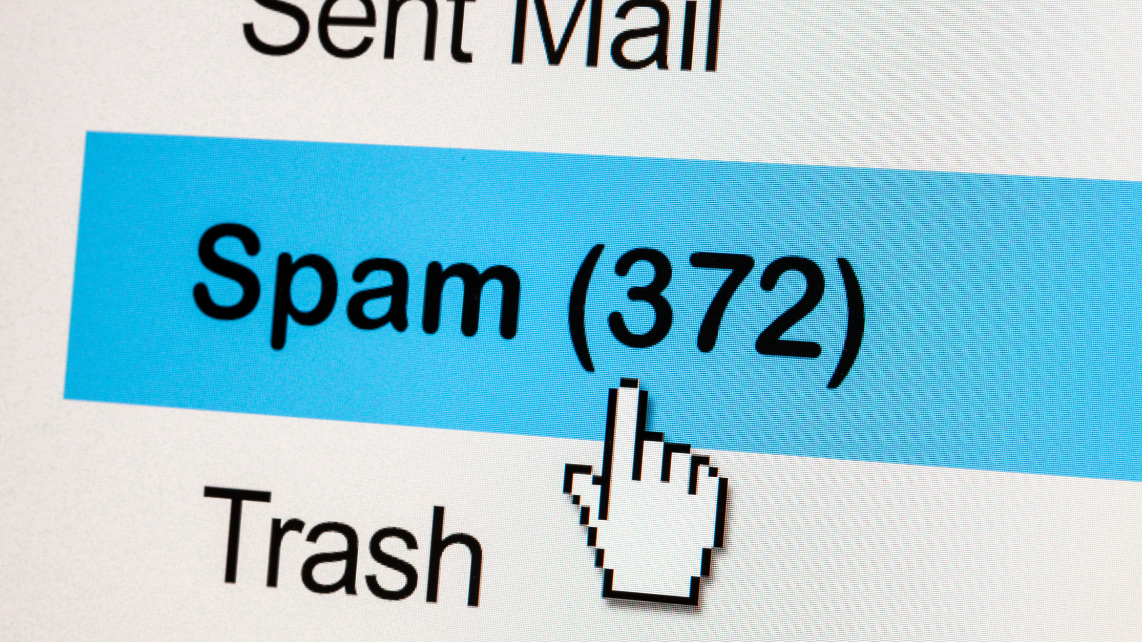Spam folder showing the number of emails it contains