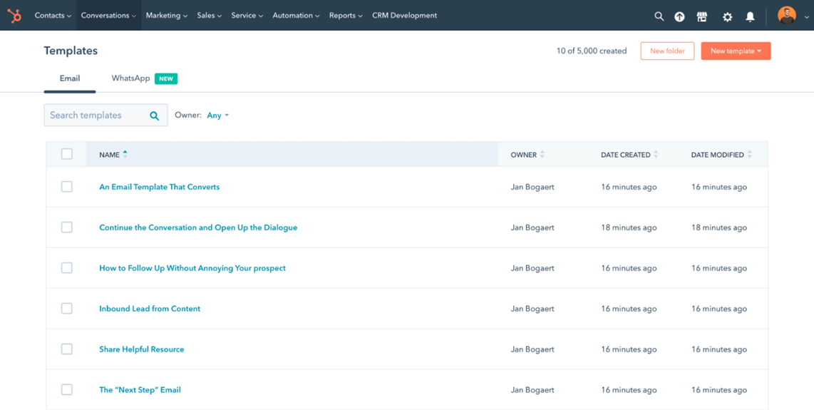 An image of HubSpot interface for their Free Email Template Builder