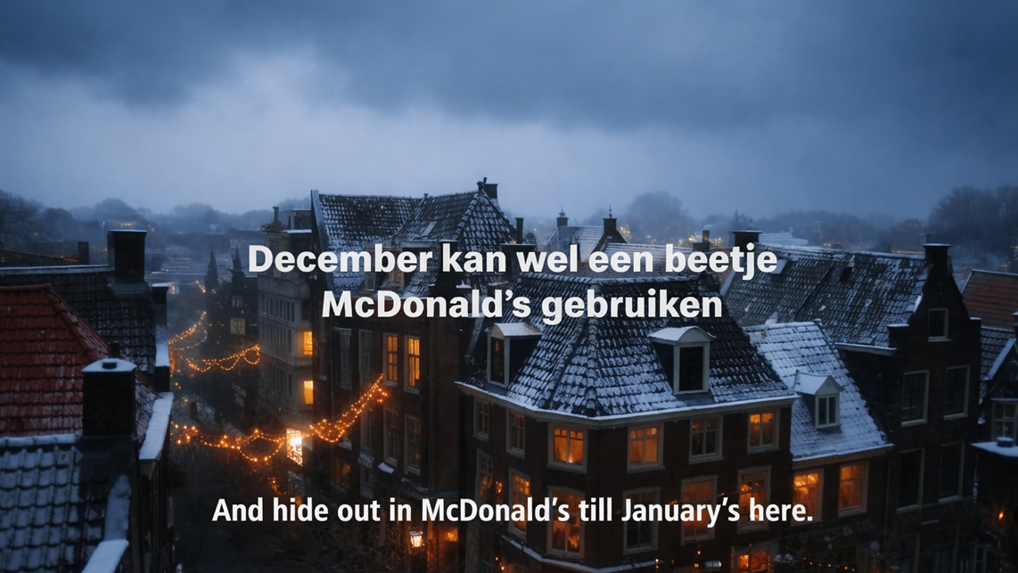 An image from the video, the outro of the controversial McDonald's Christmas ad