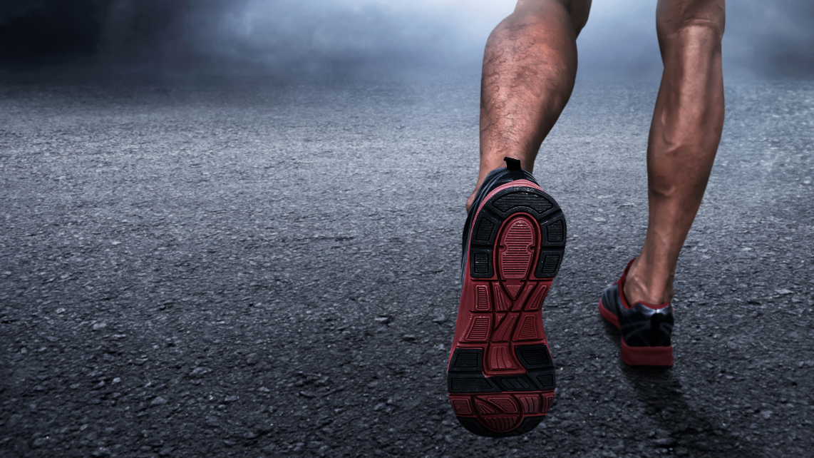 A man running at night