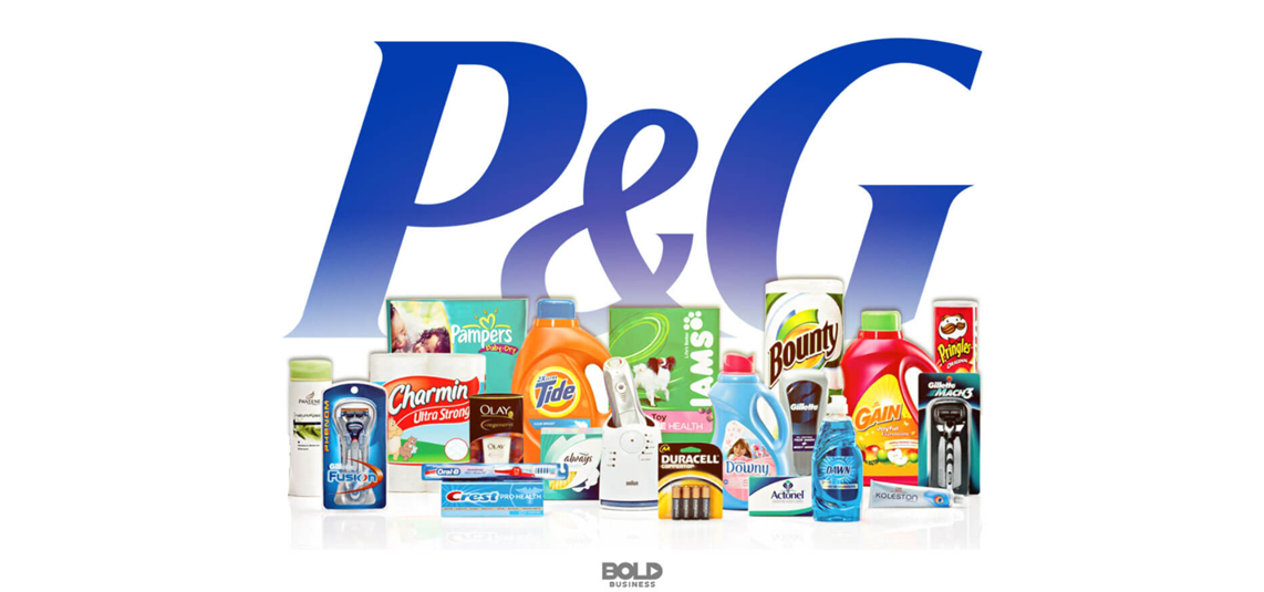 An image of Procter & Gamble logo with its products