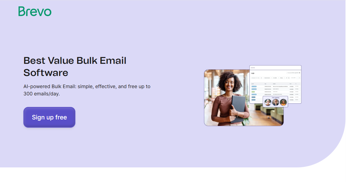 Brevo landing page about Bulk Email Software