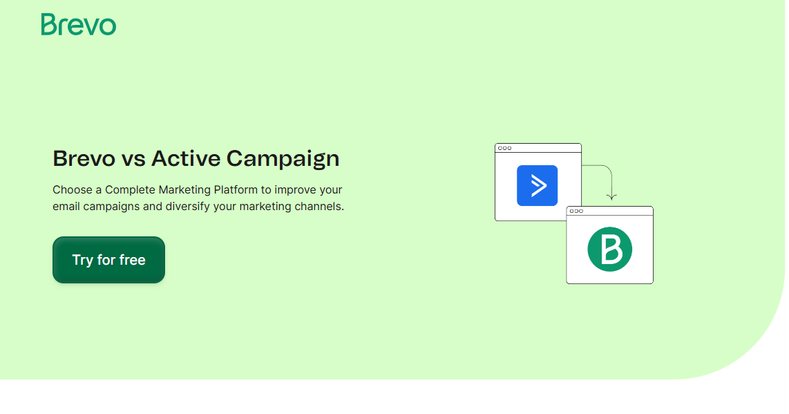 Brevo landing page about Brevo vs ActiveCampaign