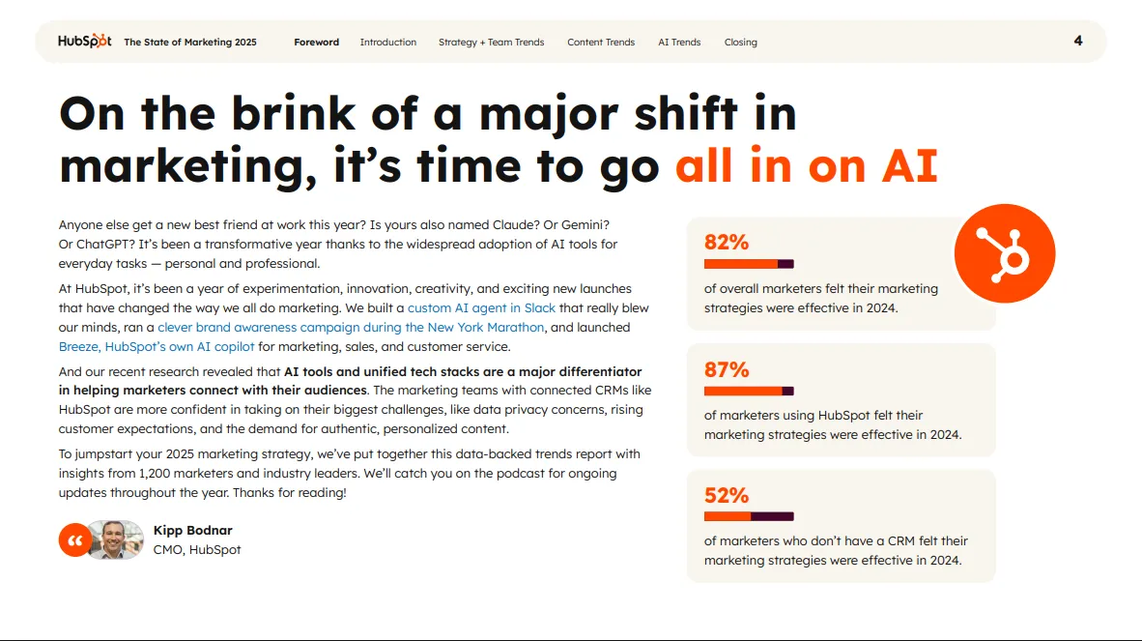 Page 4 of 2025 State of Marketing from HubSpot