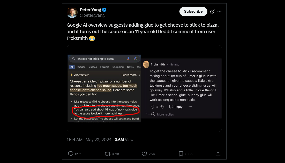 Peter Yang's X post regarding about the query 