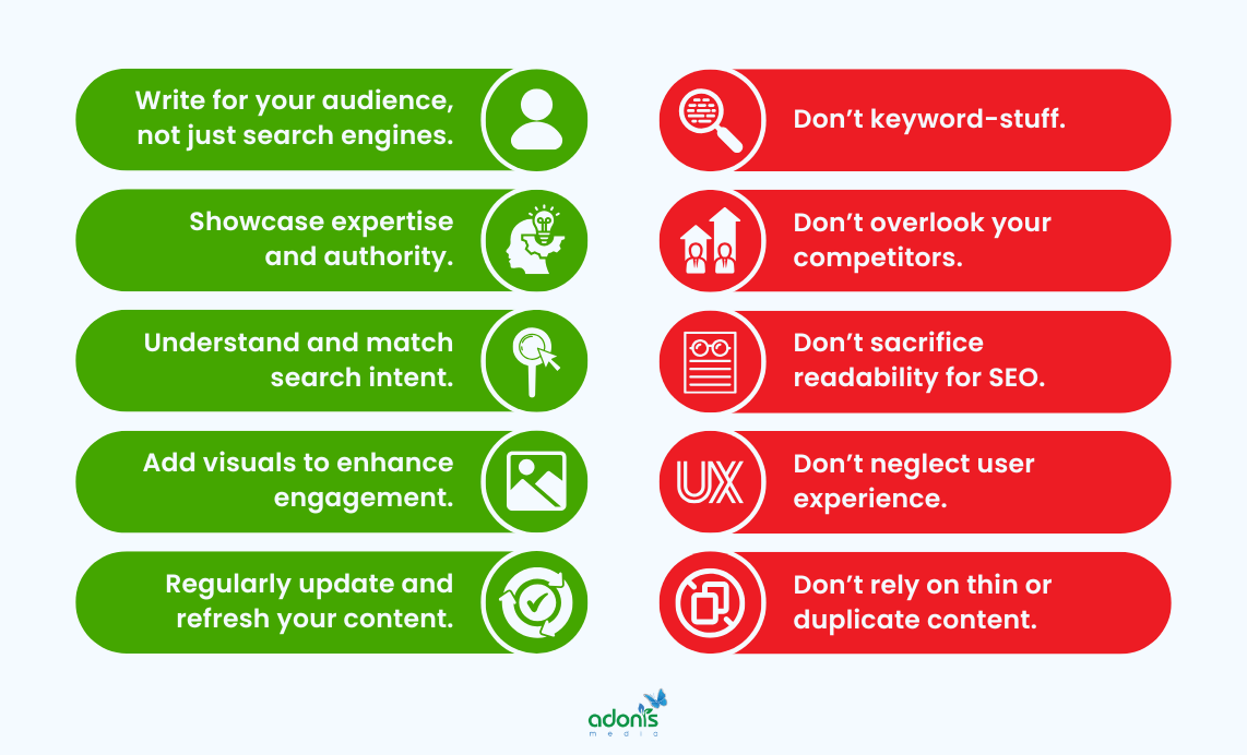 Do's and dont's of content optimisation