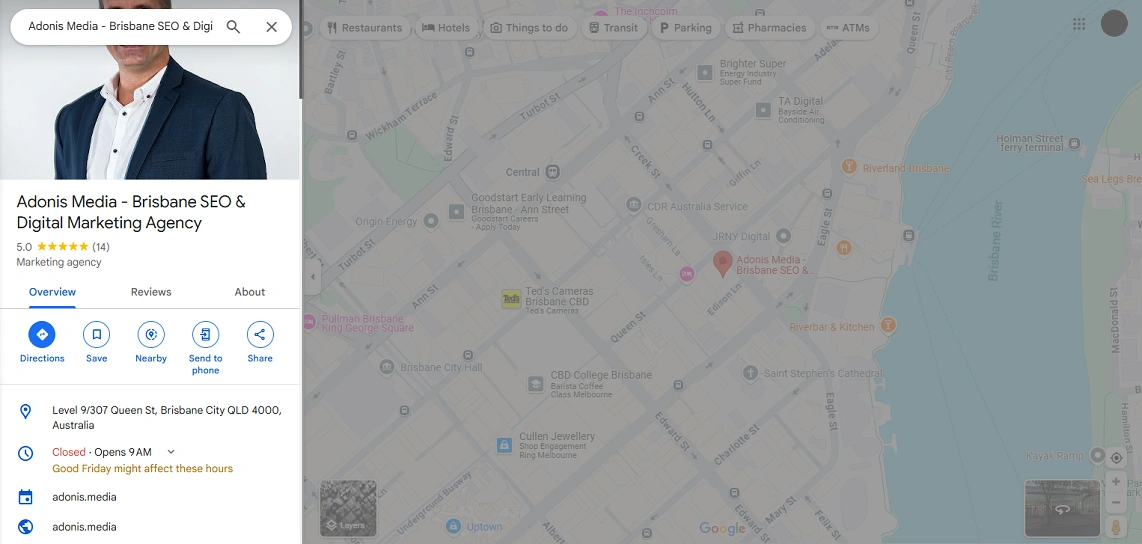 Adonis Media Google Business Profile in Google Maps