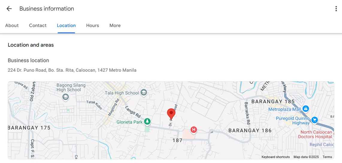 Adding or editing business location and Google Maps pin