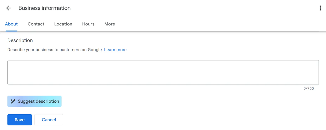 Adding or editing your business description