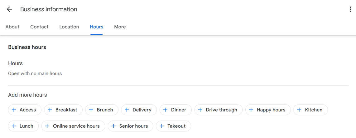 Adding or editing business hours