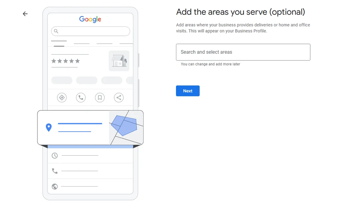 Add a service area if service business