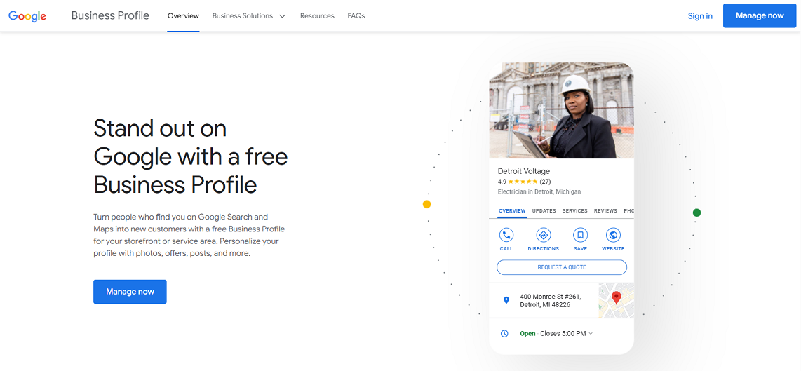 Google Business Profile page