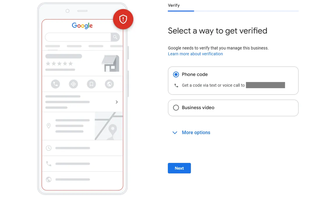 Select an applicable verification method