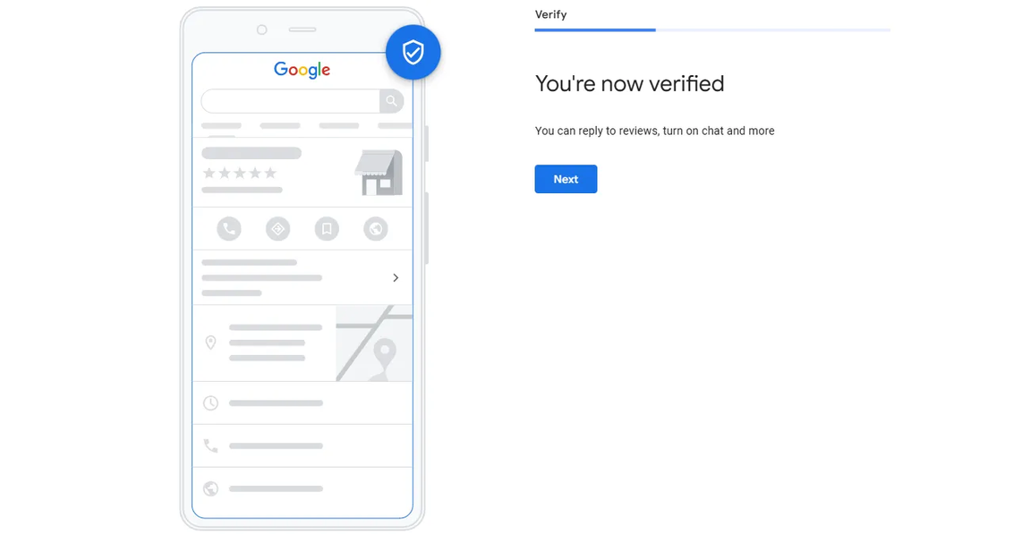 A page which shows your GBP is now verified