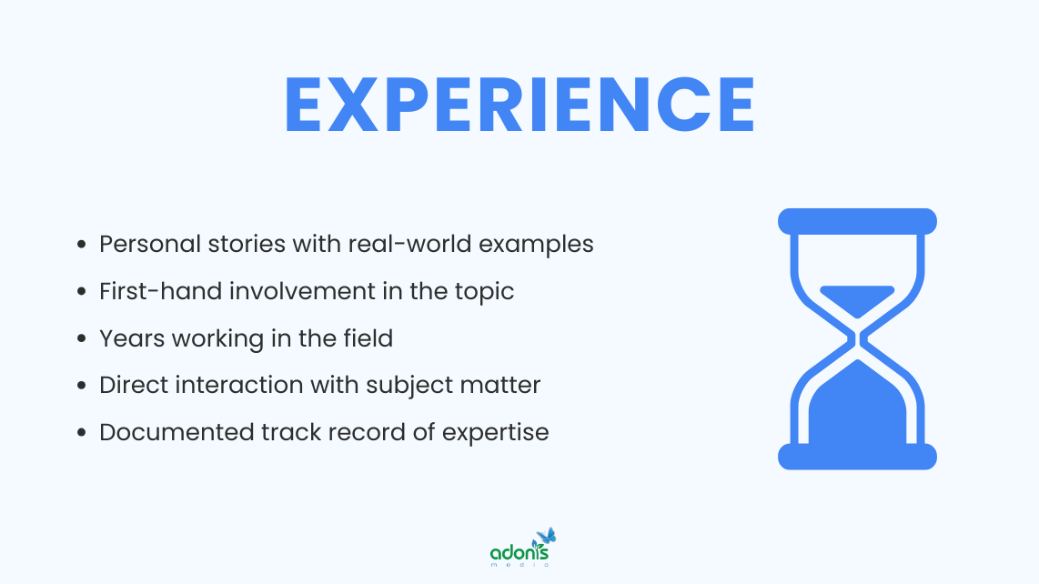 Experience in EEAT and how to exhibit it