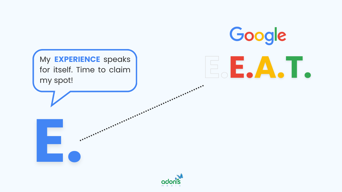 A funny image describing how another was added to Google E-A-T due to its 'Experience'