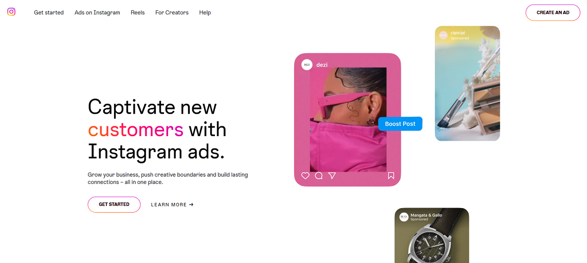 Meta Ads/Meta for Business page for Instagram Ads
