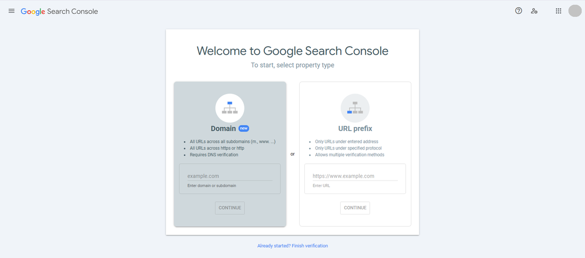 Google Search Console page