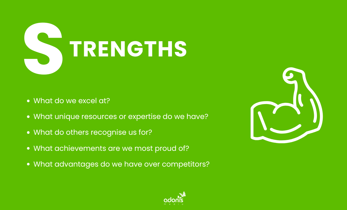 Strengths in SWOT analysis with necessary questions