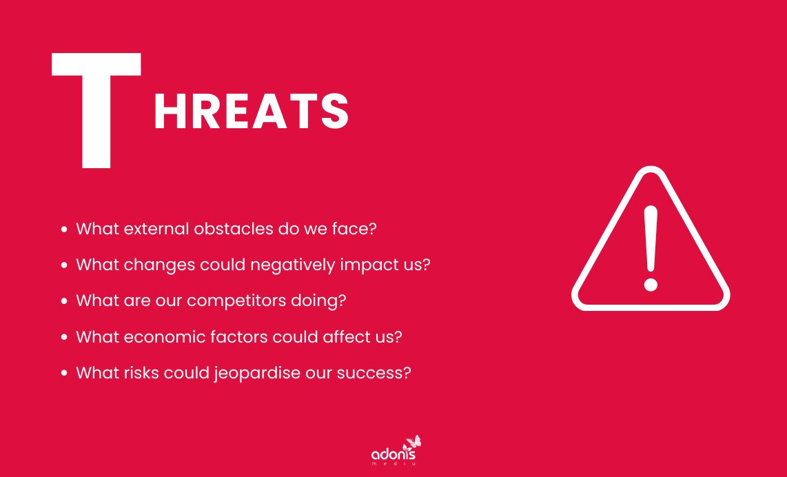 Threats in SWOT analysis with necessary questions