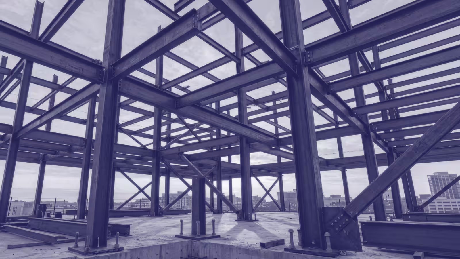 Steel structure representing commercial architecture